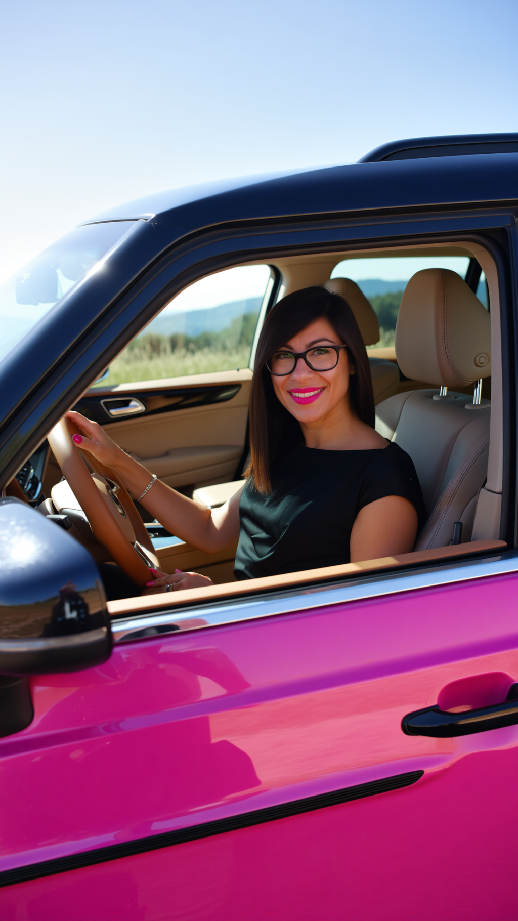 Auto-Tour im Luxus-SUV mit Summer-Vibes - pink