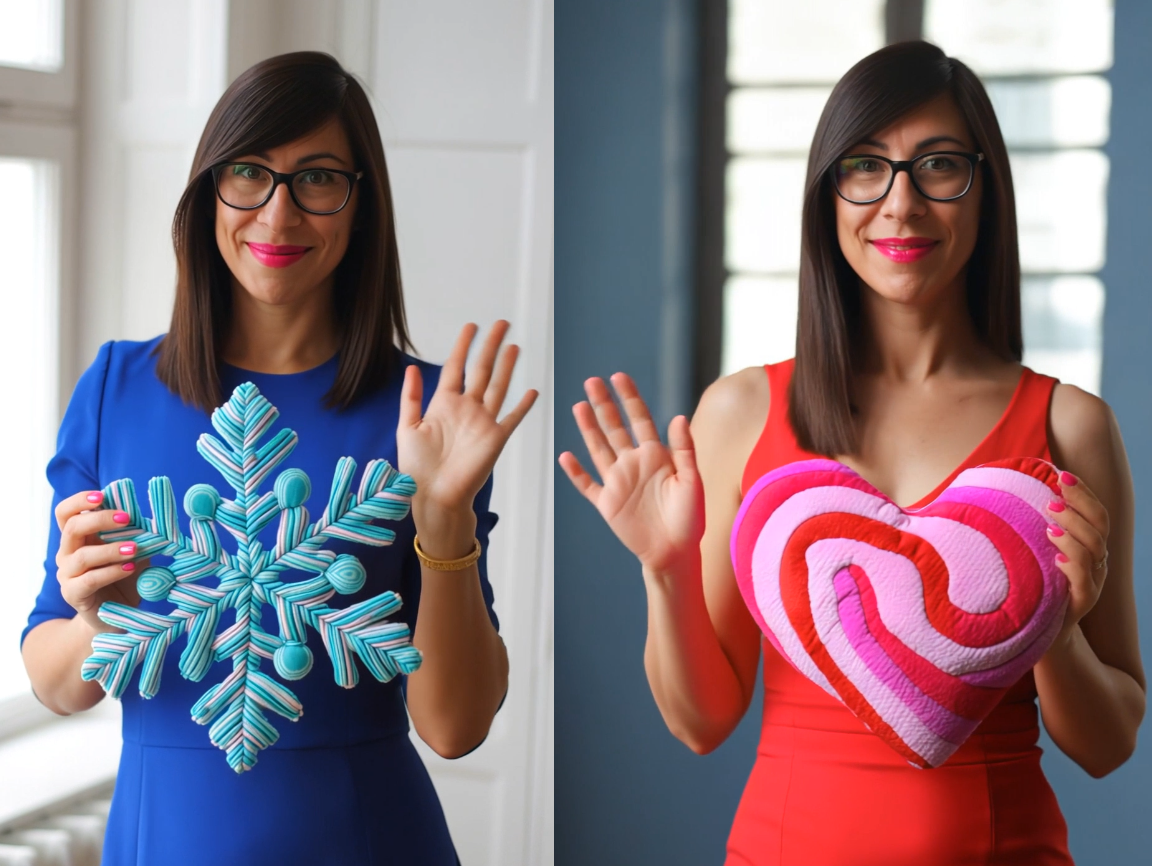 Farbwechsel im Kleid – Transformation vom blauen zum roten Look