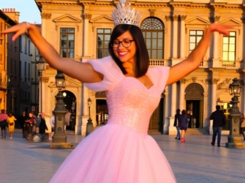 Tanzszene im Princess-in-the-City-Look mit Disco-inspirierten Moves