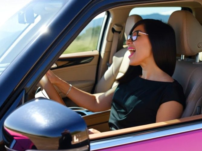 Singend unterwegs – lockere Autofahrt im Cinematic Stil
