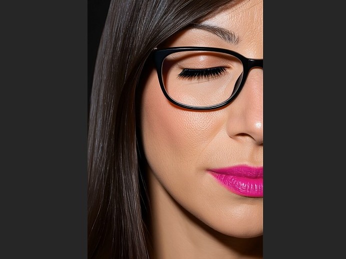 Einmaliges Blinzeln im statischen Close-up-Porträt – identischer Start- und Endmoment