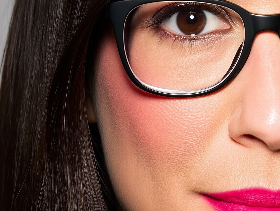 Close-up-Porträt im Studio-Look mit markanten Lippen und glänzendem Haar